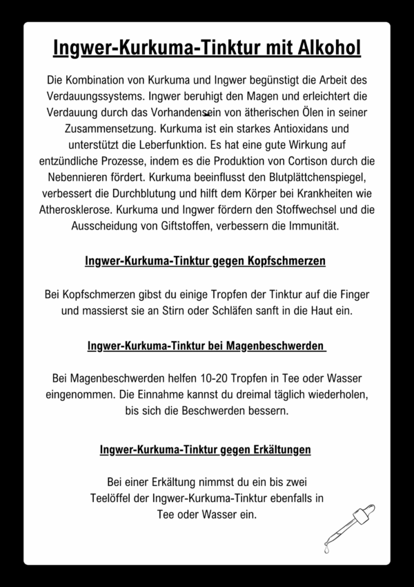 Beschrieb Ingwer-Kurkuma-Tinktur mit Alkohol Bio